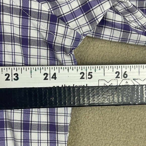 Peter Millar Summer Comfort Mens L Long Sleeve Button Up Shirt Purple Plaid - Picture 4 of 13
